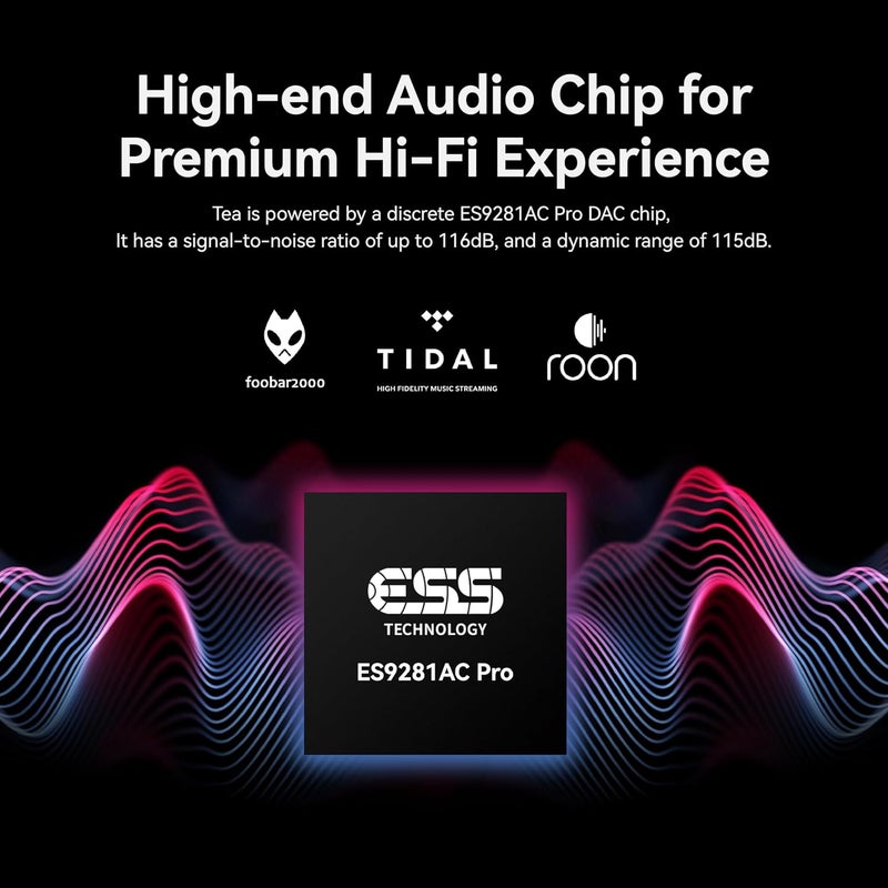 khadas Tea Portable Headphone Amplifier,DAC Magnetic Amplifier Bluetooth 5.0 HiFi Hi-Res USB DAC 32bit/384KHz, 1160mAh Battery ESS ES9281AC Pro Qualcomm QCC5125 LDAC/aptX HD, PCM, DSD, MQA(Grey) - Image 1